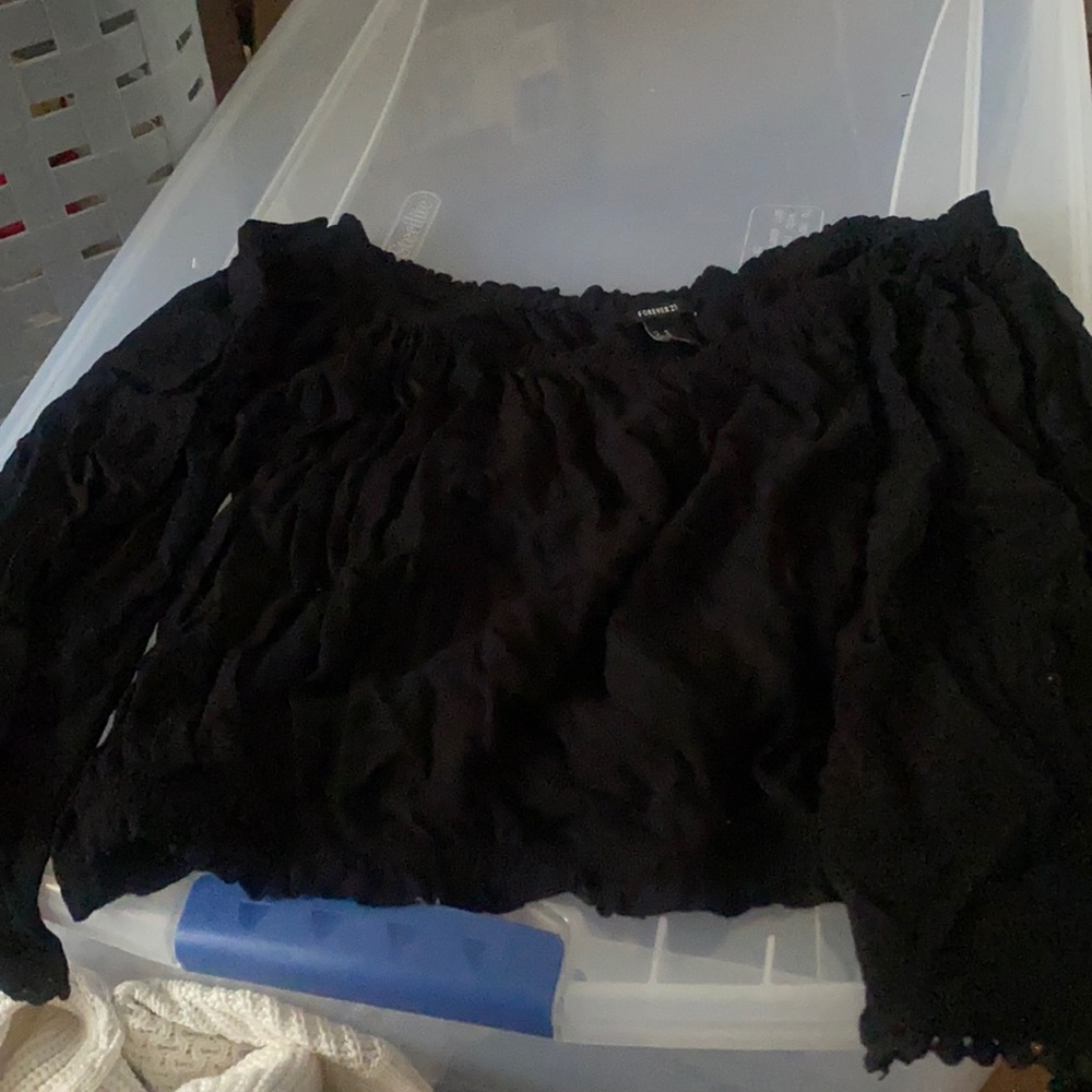 off the shoulder, black, forever 21 top